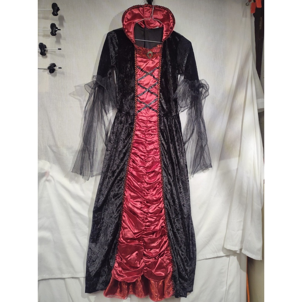 Spirit Halloween Victorian Vampiress Dress Costume Red and Black, Girls Large